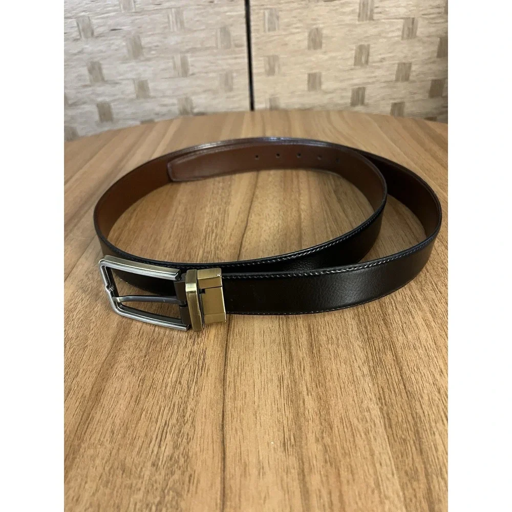 2 in 1 Reversible‎ Men's Belt Brown and Black Faux Leather Sz 48